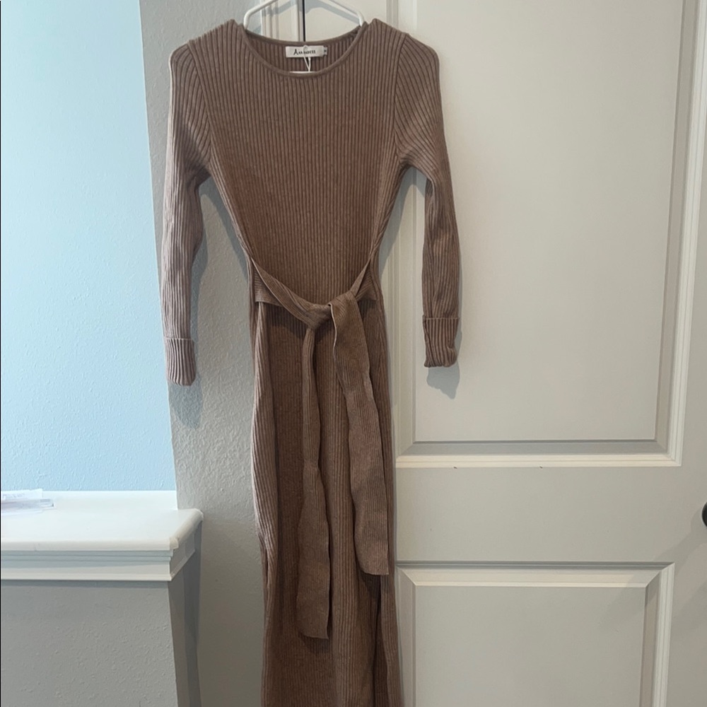 Camel Ribbed Knit Dress NWT